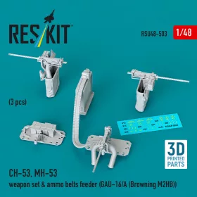   ResKit Models CH-53, MH-53 weapon set & ammo belts feeder (GAU-16/A (Browning M3)) (3 pcs) (3D Printed) - fegyverzetkészlet lőszerheveder-adagolóval