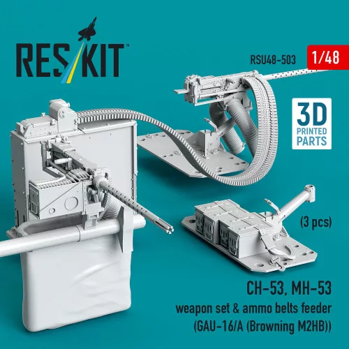 ResKit Models CH-53, MH-53 weapon set & ammo belts feeder (GAU-16/A (Browning M3)) (3 pcs) (3D Printed) - fegyverzetkészlet lőszerheveder-adagolóval