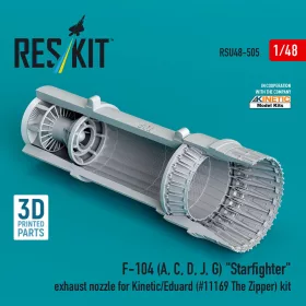   ResKit Models F-104 (A, C, D, J, G) Starfighter exhaust nozzle for Kinetic/Eduard (#11169 The Zipper) kit (3D Printed) - hajtómű-fúvócső