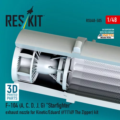 ResKit Models F-104 (A, C, D, J, G) Starfighter exhaust nozzle for Kinetic/Eduard (#11169 The Zipper) kit (3D Printed) - hajtómű-fúvócső