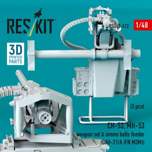 ResKit Models CH-53, MH-53 weapon set & ammo belts feeder (GAU-21/A (FN M3M)) (3 pcs) (3D Printed) - fegyverzetkészlet lőszerheveder-adagolóval