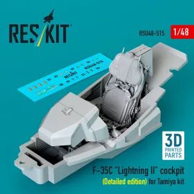   ResKit Models F-35C Lightning II cockpit (Detailed edition) for Tamiya kit (3D Printed) - részletes cockpitkészlet