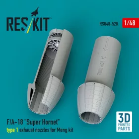   ResKit Models F/A-18 Super Hornet type 1 exhaust nozzles for Meng kit (3D Printed) - F/A-18 Super Hornet 1. típus – hajtómű-fúvócsövek