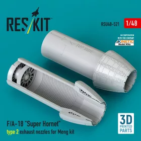   ResKit Models F/A-18 Super Hornet type 2 exhaust nozzles for Meng kit (3D Printed) - F/A-18 Super Hornet 2. típus – hajtómű-fúvócsövek
