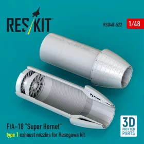   ResKit Models F/A-18 Super Hornet type 1 exhaust nozzles for Hasegawa kit (3D Printed) - F/A-18 Super Hornet 1. típus – hajtómű-fúvócsövek