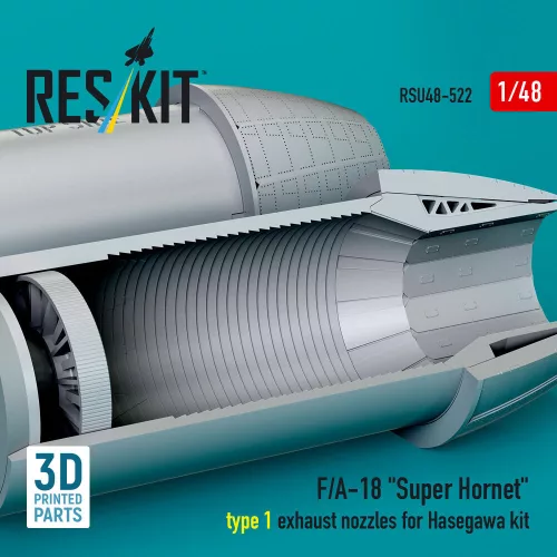 ResKit Models F/A-18 Super Hornet type 1 exhaust nozzles for Hasegawa kit (3D Printed) - F/A-18 Super Hornet 1. típus – hajtómű-fúvócsövek
