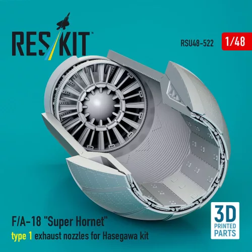 ResKit Models F/A-18 Super Hornet type 1 exhaust nozzles for Hasegawa kit (3D Printed) - F/A-18 Super Hornet 1. típus – hajtómű-fúvócsövek