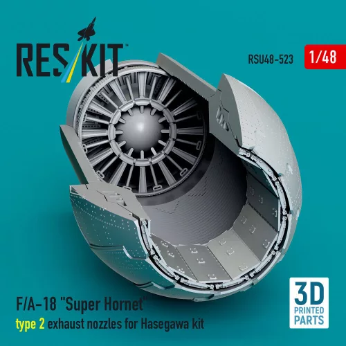 ResKit Models F/A-18 Super Hornet type 2 exhaust nozzles for Hasegawa kit (3D Printed) - F/A-18 Super Hornet 2. típus – hajtómű-fúvócsövek