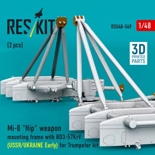 ResKit Models Mi-8 Hip weapon mounting frame with BD3-57KrV for Trumpeter kit (USSR/UKRAINE Early) (2 pcs) (3D Printed) - fegyverfelfüggesztő keret, 2 db
