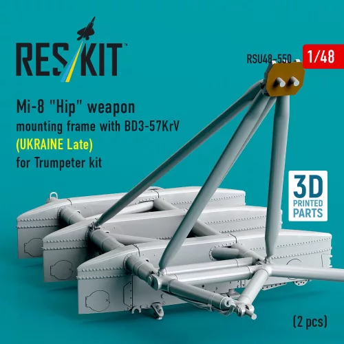 ResKit Models Mi-8 Hip weapon mounting frame with BD3-57KrV for Trumpeter kit (UKRAINE Late) (2 pcs) (3D Printed) - fegyverfelfüggesztő keret, 2 db