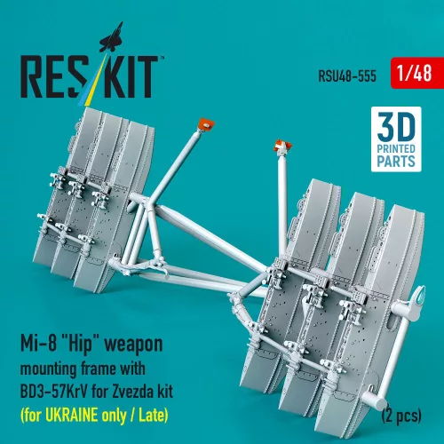 ResKit Models Mi-8 Hip weapon mounting frame with BD3-57KrV for Zvezda kit (for UKRAINE only / Late) (2 pcs) (3D Printed) - fegyverfelfüggesztő keret, 2 db