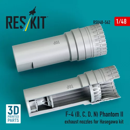 ResKit Models F-4 (B, C, D, N) Phantom II exhaust nozzles for Hasegawa kit (3D Printed) - hajtómű-fúvócsövek