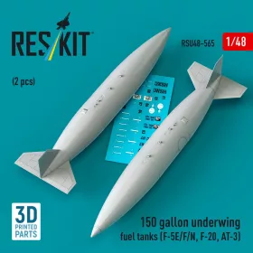  ResKit Models 150 gallon underwing fuel tanks (2 pcs) (F-5E/F/N, F-20, AT-3) (3D Printed) - 150 gallonos szárny alatti üzemanyag-póttartályok, 2 db