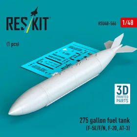   ResKit Models 275 gallon fuel tank (F-5E/F/N, F-20, AT-3) (1 pcs) (3D Printed) - 275 gallonos üzemanyag-póttartály, 1 db