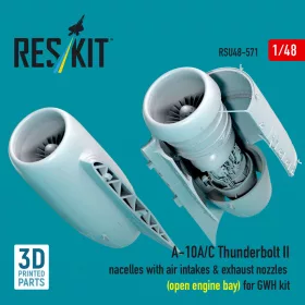   ResKit Models A-10A/C Thunderbolt II – hajtóműgondolák, légbeömlők és fúvócsövek, nyitott motortérrel