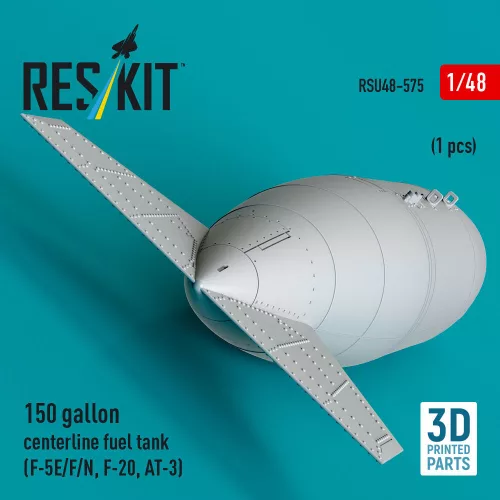 ResKit Models 150 gallon centerline fuel tank (F-5E/F/N, F-20, AT-3) (1 pcs) (3D Printed) - 150 gallonos törzs alatti üzemanyag-póttartály, 1 db