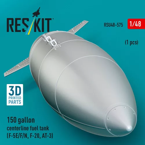 ResKit Models 150 gallon centerline fuel tank (F-5E/F/N, F-20, AT-3) (1 pcs) (3D Printed) - 150 gallonos törzs alatti üzemanyag-póttartály, 1 db