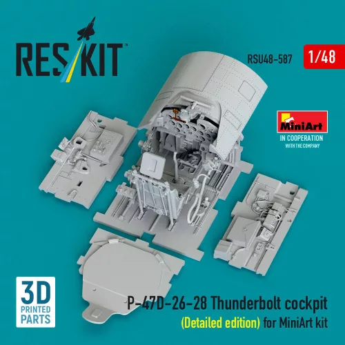 ResKit Models P-47D-26-28 Thunderbolt cockpit (Detailed edition) for MiniArt kit (3D Printed) - részletes cockpitkészlet