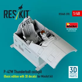   ResKit Models P-47M Thunderbolt cockpit (Basic edition with 3D decals) for MiniArt kit (3D Printed) - alap cockpitkészlet 3D matricákkal