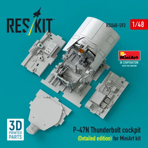 ResKit Models P-47N Thunderbolt cockpit (Detailed edition) for MiniArt kit (3D Printed) - részletes cockpitkészlet