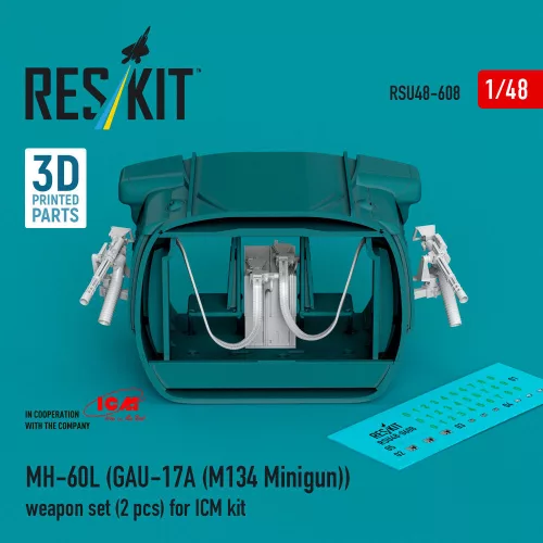 ResKit Models MH-60L (GAU-17A (M134 Minigun)) weapon set (2 pcs) (3D Printed) for ICM - Minigun géppuskakészlet, 2 db