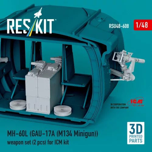 ResKit Models MH-60L (GAU-17A (M134 Minigun)) weapon set (2 pcs) (3D Printed) for ICM - Minigun géppuskakészlet, 2 db