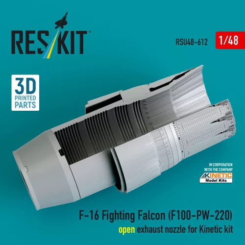 ResKit Models F-16 Fighting Falcon (F100-PW-220) open exhaust nozzle for Kinetic kit (3D Printed) - F-16 Fighting Falcon (F100-PW-220) nyitott – hajtómű-fúvócső