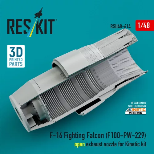 ResKit Models F-16 Fighting Falcon (F100-PW-229) open exhaust nozzle for Kinetic kit (3D Printed) - F-16 Fighting Falcon (F100-PW-229) nyitott – hajtómű-fúvócső