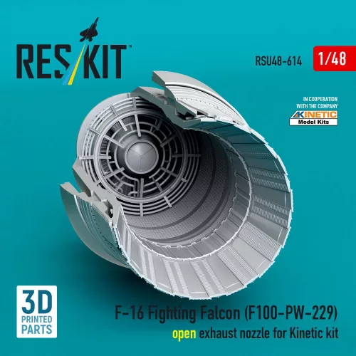 ResKit Models F-16 Fighting Falcon (F100-PW-229) open exhaust nozzle for Kinetic kit (3D Printed) - F-16 Fighting Falcon (F100-PW-229) nyitott – hajtómű-fúvócső
