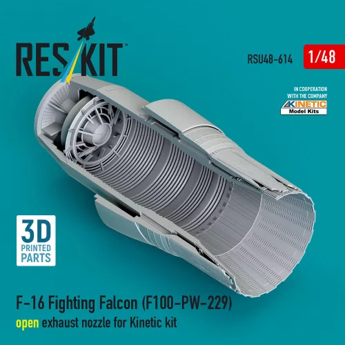 ResKit Models F-16 Fighting Falcon (F100-PW-229) open exhaust nozzle for Kinetic kit (3D Printed) - F-16 Fighting Falcon (F100-PW-229) nyitott – hajtómű-fúvócső