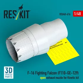   ResKit Models F-16 Fighting Falcon (F110-GE-129) open exhaust nozzle for Kinetic kit (3D Printed) - F-16 Fighting Falcon (F110-GE-129) nyitott – hajtómű-fúvócső