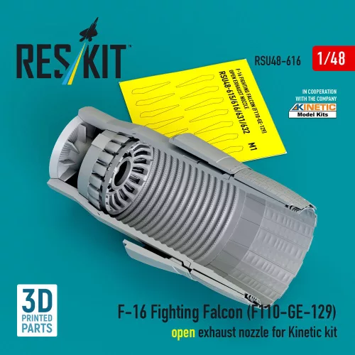 ResKit Models F-16 Fighting Falcon (F110-GE-129) open exhaust nozzle for Kinetic kit (3D Printed) - F-16 Fighting Falcon (F110-GE-129) nyitott – hajtómű-fúvócső