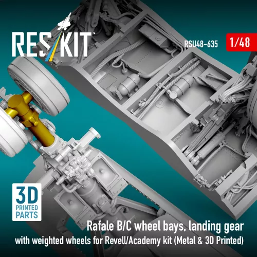 ResKit Models Rafale B/C – futóműakna-részletező készlet, futómű, kerekek, Revell / Academy maketthez