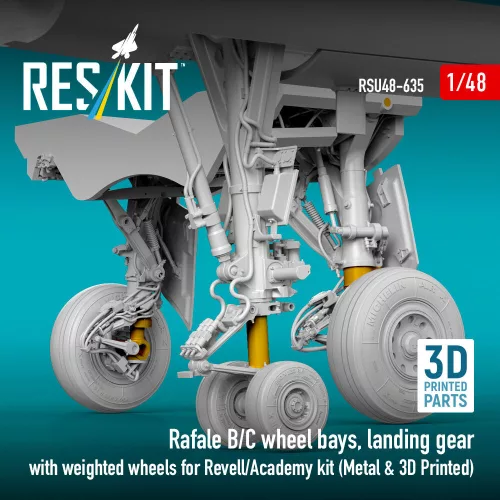 ResKit Models Rafale B/C – futóműakna-részletező készlet, futómű, kerekek, Revell / Academy maketthez