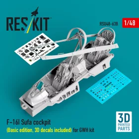   ResKit Models F-16I Sufa cockpit (Basic edition, 3D decals included) (3D Printed) for Great Wall Hobby - alap cockpitkészlet 3D matricákkal