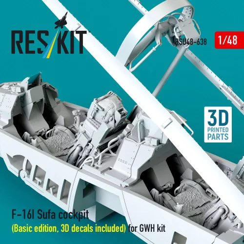 ResKit Models F-16I Sufa cockpit (Basic edition, 3D decals included) (3D Printed) for Great Wall Hobby - alap cockpitkészlet 3D matricákkal