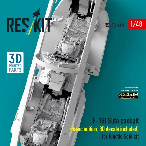 ResKit Models F-16I Sufa cockpit (Basic edition, 3D decals included) (3D Printed) for Kinetic - alap cockpitkészlet 3D matricákkal