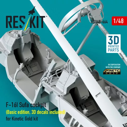 ResKit Models F-16I Sufa cockpit (Basic edition, 3D decals included) (3D Printed) for Kinetic - alap cockpitkészlet 3D matricákkal
