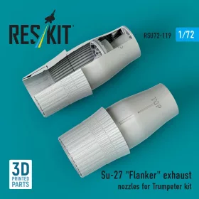   ResKit Models Su-27 Flanker exhaust nozzles for Trumpeter kit (3D Printed) - hajtómű-fúvócsövek