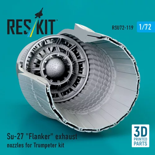 ResKit Models Su-27 Flanker exhaust nozzles for Trumpeter kit (3D Printed) - hajtómű-fúvócsövek