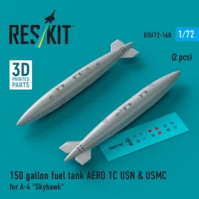   ResKit Models 150 gallon fuel tank AERO 1C USN & USMC for A-4 Skyhawk (2 pcs) (3D Printed) - A-4 Skyhawk – 150 gallonos üzemanyag-póttartály, 2 db