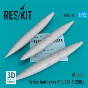   ResKit Models Rafale fuel tanks RPL 701 (1250L) (3 pcs) (3D Printed) - RPL 701, 1250 literes üzemanyag-póttartályok, 3 db