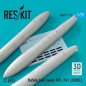   ResKit Models Rafale fuel tanks RPL 741 (2000L) (3 pcs) (3D Printed) - RPL 741, 2000 literes üzemanyag-póttartályok, 3 db