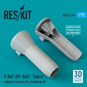   ResKit Models F-86F (RF-86F) Sabre exhaust nozzles for Academy kit (3D Printed) - hajtómű-fúvócsövek