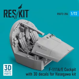   ResKit Models F-111A/E Cockpit with 3D decals for Hasegawa kit (3D Printed) - cockpitkészlet 3D matricákkal