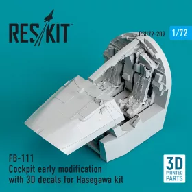  ResKit Models FB-111 Cockpit early modification with 3D decals for Hasegawa kit (3D Printed) - cockpitkészlet 3D matricákkal