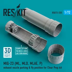   ResKit Models MIG-23 (ML, MLD, MLAE, P) exhaust nozzle parking & fly position for Clear Prop kit (3D Printed) - hajtómű-fúvócső