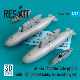   ResKit Models AH-64 Apache késői – fegyverfelfüggesztő pilonok 122 gallonos üzemanyag-póttartályokkal