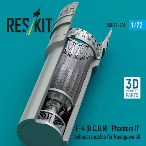 ResKit Models F-4 (B, C, D, N) Phantom II exhaust nozzles for Hasegawa kit (3D Printed) - hajtómű-fúvócsövek