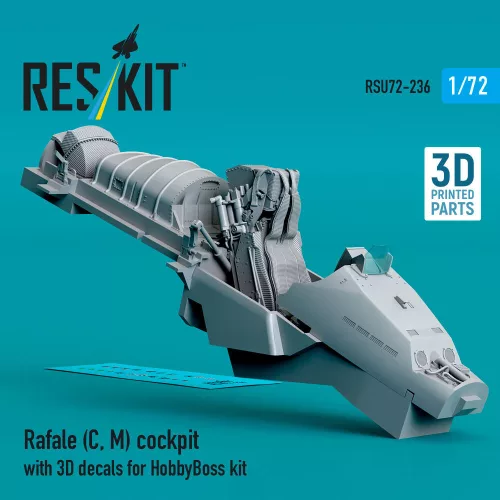 ResKit Models Rafale (C, M) cockpit with 3D decals for HobbyBoss kit (3D Printed) - cockpitkészlet 3D matricákkal